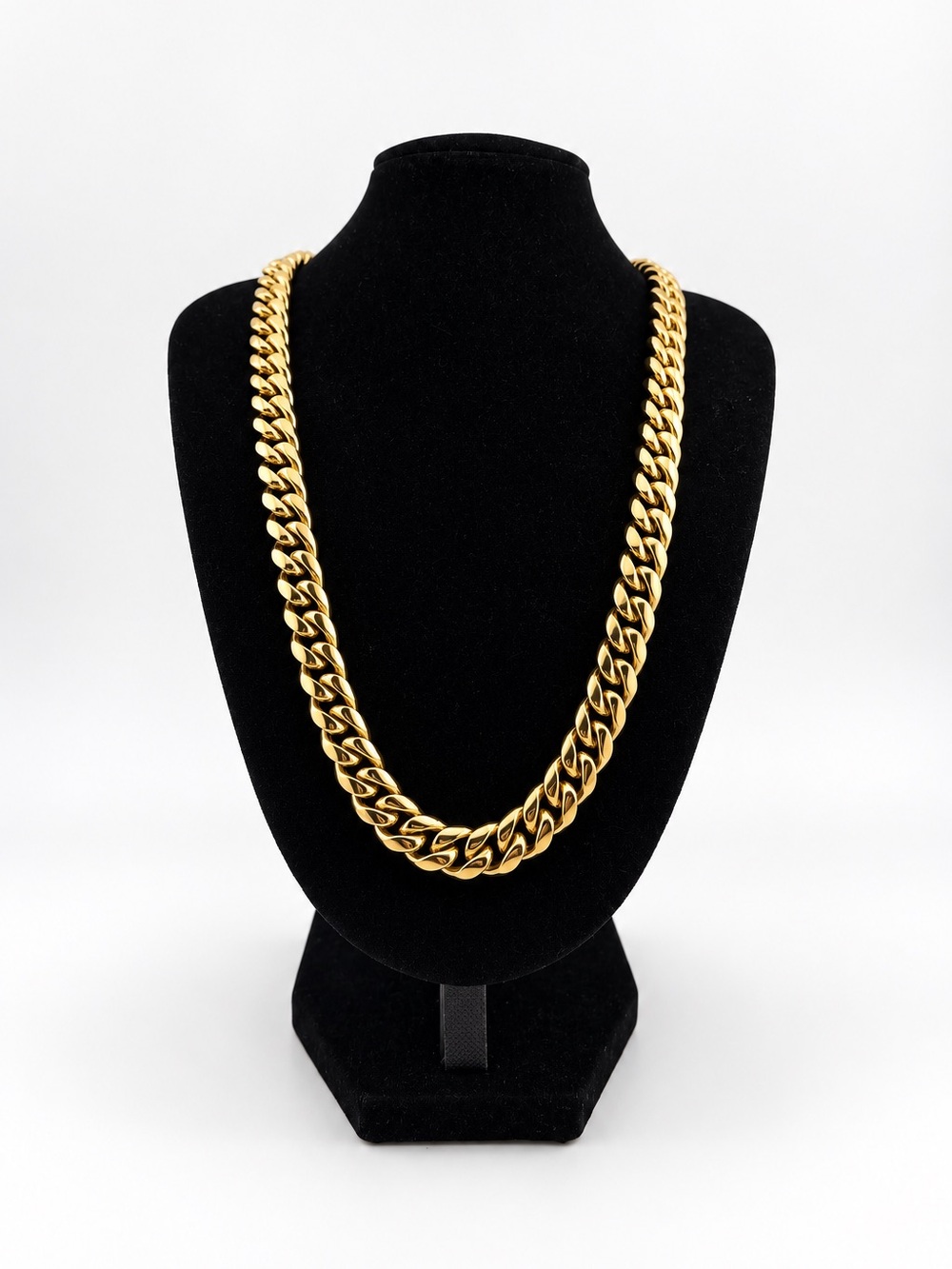 Men's Gold Plated Chain Necklace - Polished Finish 10mm 24inch